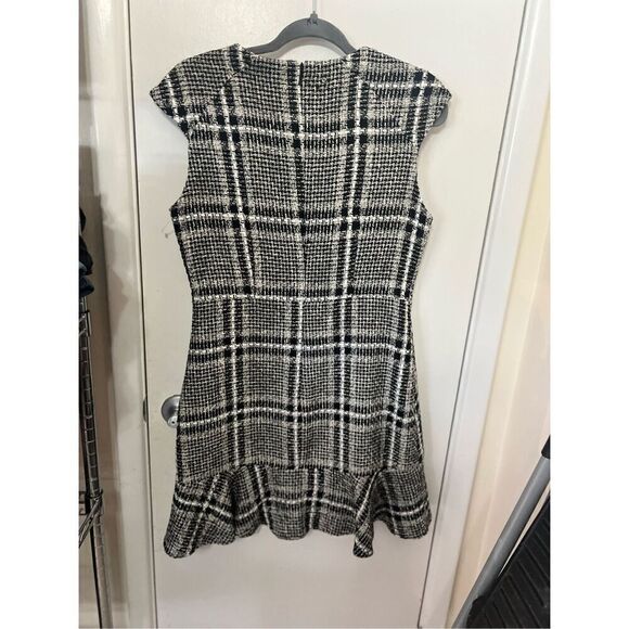 MNG Mango Black White Short Sleeve Tweed Dress SZ M - Picture 4 of 8